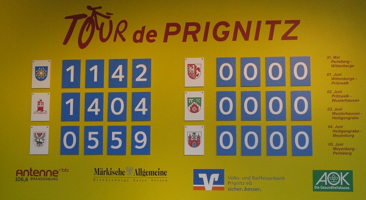 Punktestand nach Etappe 2 der Tour-de-Prignitz 2010 am 1-Juni-2010