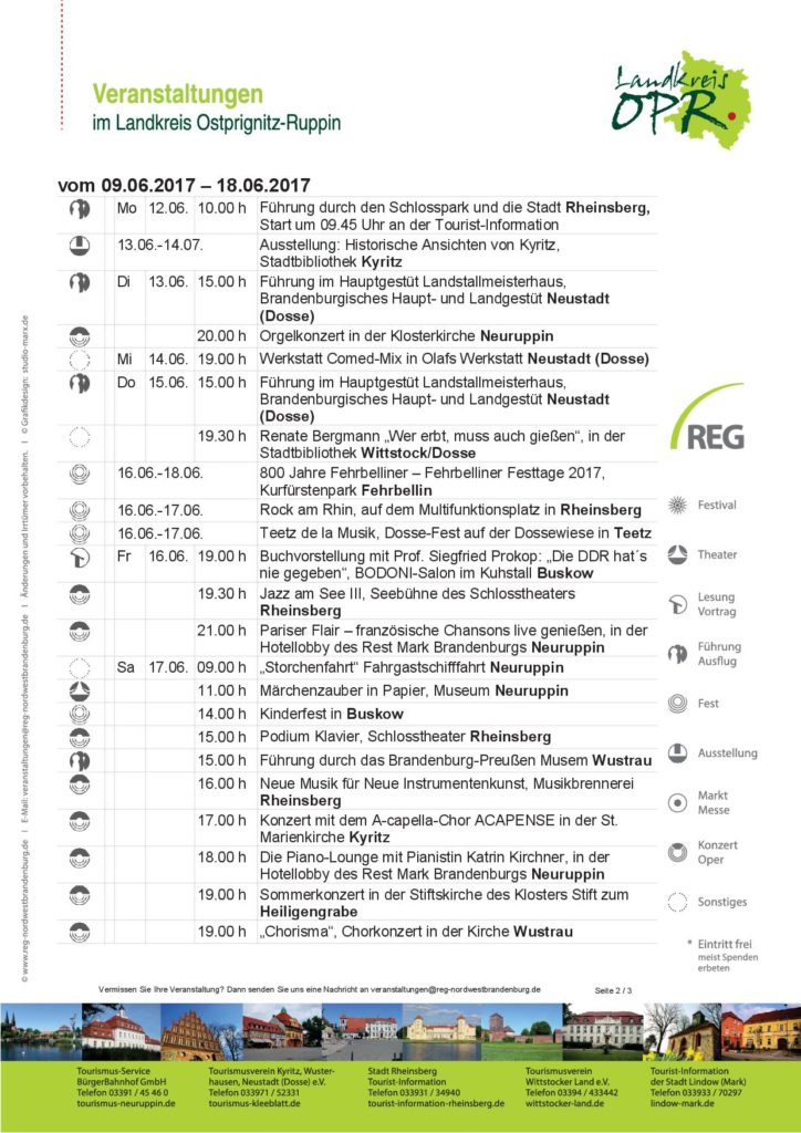 REGVeranstaltungskalender 24. Kalenderwoche Gemeinde Heiligengrabe